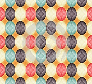 Retrol colored oval seamless pattern with inner stars in muted v