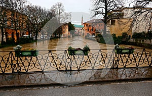 RETRONE river in VICENZA in Italy at risk of flooding and the bridge called PONTE FURO