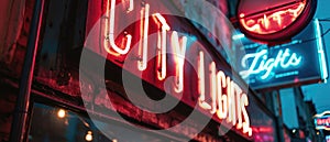 A Retrostyle Neon Sign With The Words City Lights