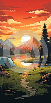 Retrovirus Camping Poster With Scenic Marsh View