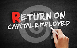 Return On Capital Employed text on blackboard