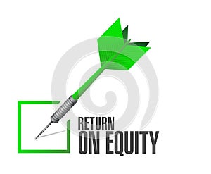 return on equity check dart sign concept