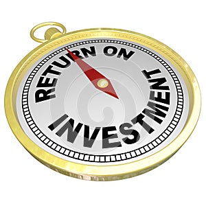Return on Investment Compass Pointing to ROI Money Choices photo