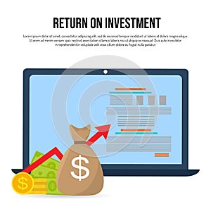 Return on investment concept, ROI, business profit