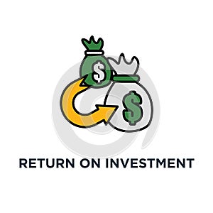 return on investment icon. finance consolidation, refinancing concept symbol design, budget planning, savings account, income