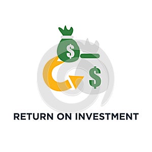 return on investment icon. finance consolidation, refinancing concept symbol design, budget planning, savings account, income