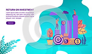 Return on investment illustration concept with character. Template for, banner, presentation, social media, poster, advertising,