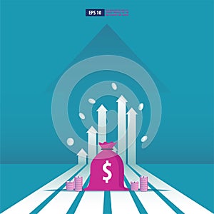 Return on investment, ROI chart and graph, Business, profit, and success. business vector  illustration