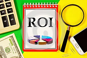 Return on investment-ROI financial coefficient of business development photo