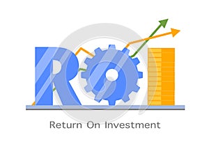 Return on investment ROI flat design vector. Return on equity ROE Return on assets ROA idea.