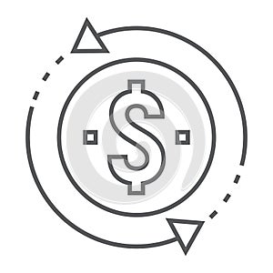 Return on investment thin line icon, development