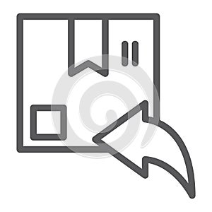 Return line icon, parcel and delivery, package sign, vector graphics, a linear pattern on a white background.