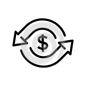 return money icon, cash back rebate, cash back thin line web symbol on white background
