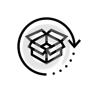 Return package vector icon. Delivery parcel illustration symbol. Cargo goods box sign or logo.