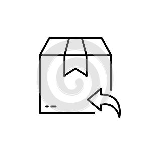 Return Parcel Box Line Icon. Exchange Package of Delivery Service Linear Pictogram. Arrow Back Shipping Return Goods