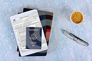 Return of Partnership Income Tax Form 1065 with online form filling, American passport,