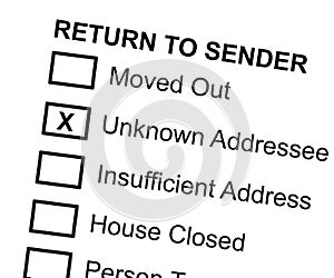 Return to sender concept about mail delivery