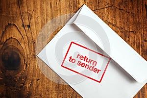 Return to sender stamp on envelope