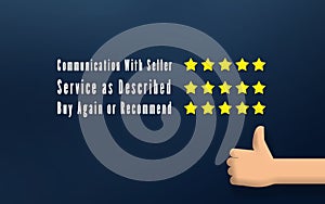 Returned happy Customer Concept. service satisfaction and buyer excellent positive review. five Star rating Of comunninaction.