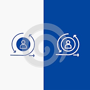 Returning, Visitor, Returning Visitor, Digital Line and Glyph Solid icon Blue banner Line and Glyph Solid icon Blue banner