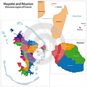 Reunion and Mayotte map photo