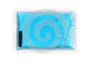 Reusable chemical heating pad. Medical heating pad on white background.