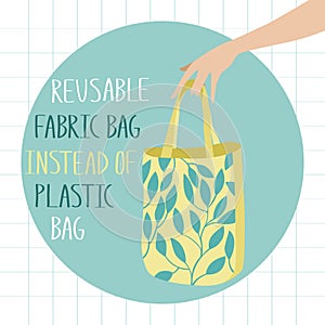 Reusable fabric bag for zero waste life photo
