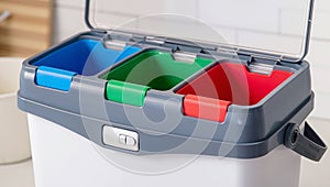 Reusable Waste Container with Three Sorting Sections â AI Generated Content