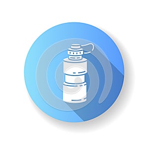 Reusable water bottle blue flat design long shadow glyph icon