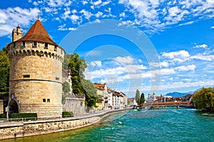 Reuss River in Lucerne, Switzerland