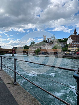Reuss river in Lucerne in Switzerland photo
