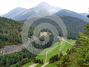 Reutte, Austria. Vieuw from the longest pedestrian suspension bridge in the world Highline 179