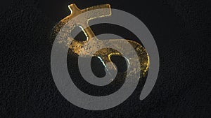 Revealing golden dollar symbol under black sand, 3d rendering