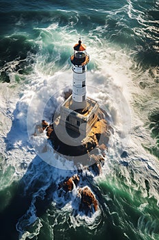 Revealing the Majestic Beauty of Lighthouse Rock: An Aerial Jour