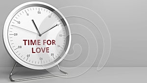 Revealing TIME FOR LOVE text on the clock face. Conceptual 3D rendering