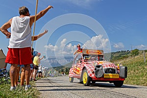 Advertsing caravan on the Tour de France roads