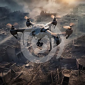 Revelations of Ruin: A Drone\'s Odyssey Over War-Torn Metropolis