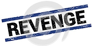 REVENGE text on black-blue rectangle stamp sign