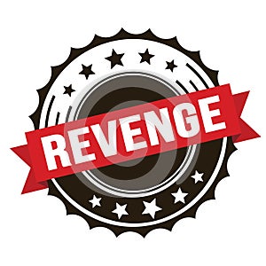 REVENGE text on red brown ribbon stamp