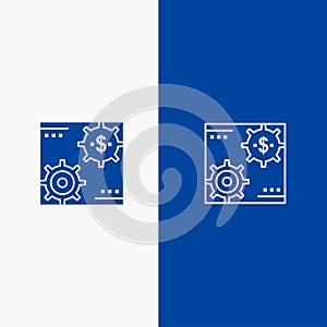 Revenue, Capital, Earnings, Make, Making, Money, Profit Line and Glyph Solid icon Blue banner Line and Glyph Solid icon Blue