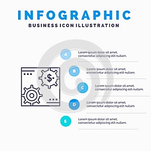 Revenue, Capital, Earnings, Make, Making, Money, Profit Line icon with 5 steps presentation infographics Background