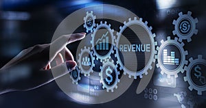 Revenue Increase sales financial growth business concept on virtual screen. photo