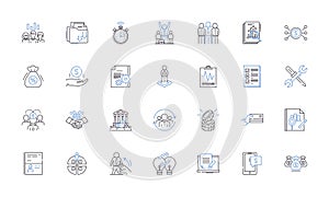 Revenue line icons collection. Sales, Income, Turnover, Profits, Earnings, Gain, Yield vector and linear illustration