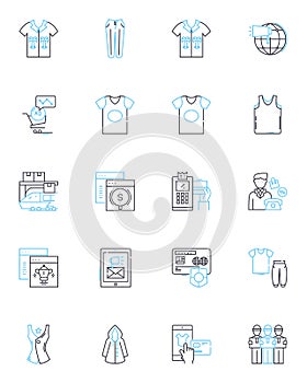 Revenue stream linear icons set. Subscription, Advertising, Sponsorship, Commission, Licensing, Affiliate, Consultancy