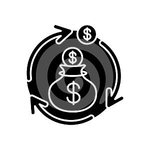 Revenue synergy black glyph icon