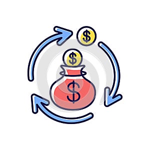 Revenue synergy RGB color icon