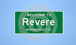 Revere, Massachusetts city limit sign. Town sign from the USA.