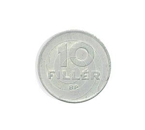 Reverse of 10 Filler coin made by Hungary in 1973