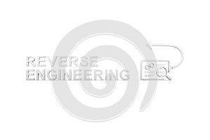 REVERSE ENGINEERING concept white background 3d