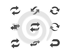 Reverse flat glyph icons. Vector illustration included icon as swap, flip, currency exchange, switch, repeat replace photo